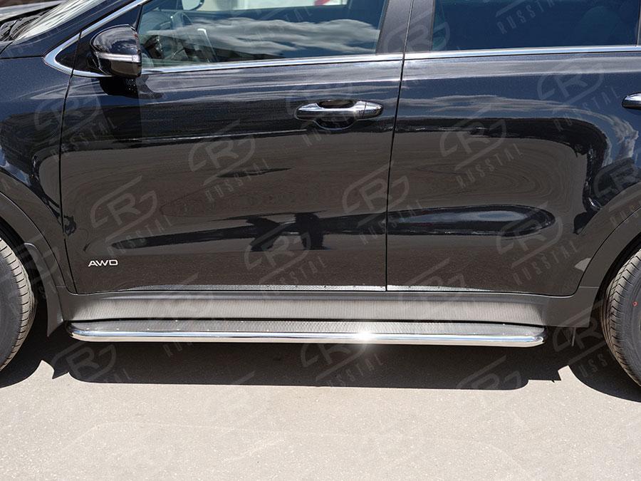 Пороги труба d42 с листом вариант 3 Kia Sportage 2016, Slitkoff KSL-0022913