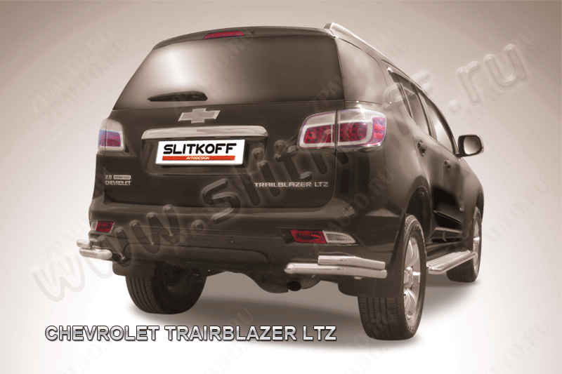 Уголки d57+d42 двойные Chevrolet Trailblazer (2012-2016) Black Edition, Slitkoff, арт. CHTB12-016BE