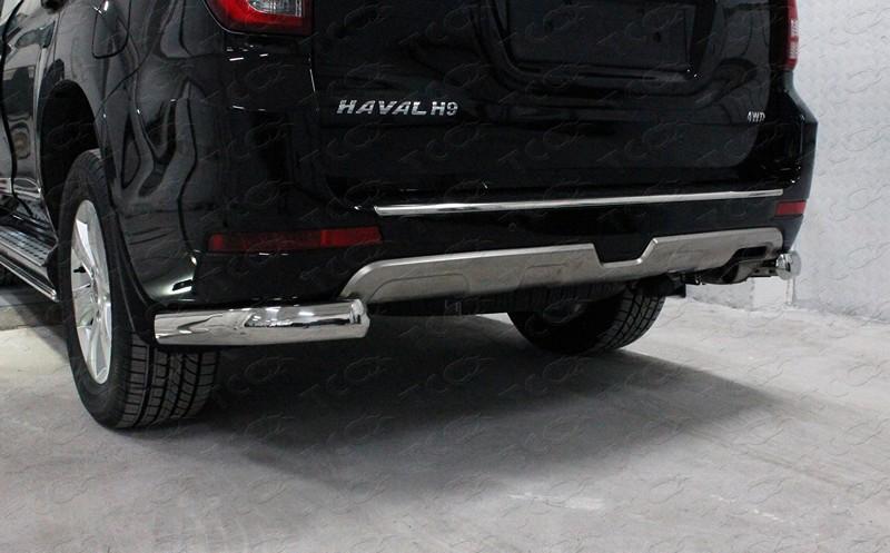 Защита задняя (уголки овальные) 75х42 мм для автомобиля Haval H9 2017- TCC Тюнинг арт. HAVH917-18