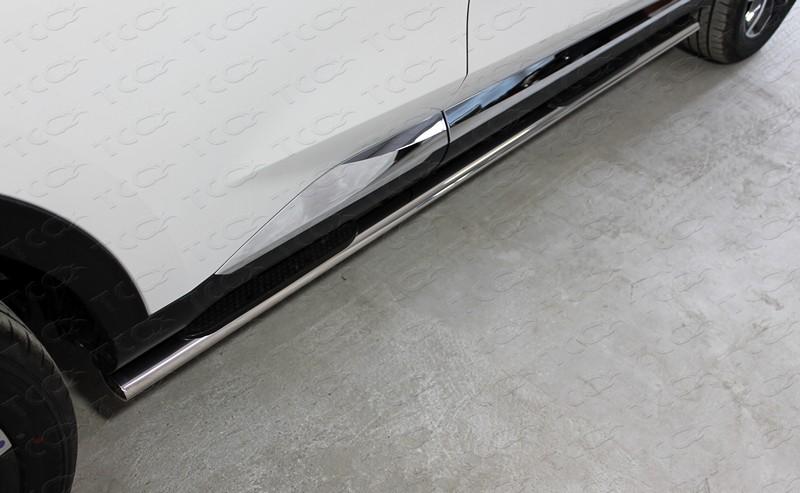 Пороги овальные с накладкой 75х42 мм для автомобиля HAVAL F7 2019- (1,5 л., 4WD) TCC Тюнинг арт. HAVF719-25