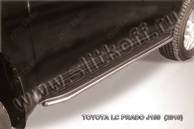 Защита штатного порога d42 Toyota Land Cruiser Prado J150 (2009-2013) Black Edition, Slitkoff, арт. TOP016BE