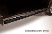 Защита порогов d76 с проступями черная Mitsubishi Pajero Sport (2004-2008) , Slitkoff, арт. MPS007B