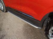 Пороги алюминиевые с пластиковой накладкой (карбон серебро) 1820 мм для автомобиля Hyundai Santa Fe (TM) 2018-, TCC Тюнинг HYUNSF18-24SL