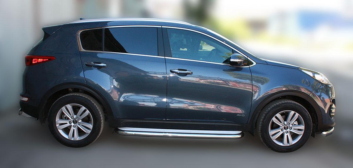 Пороги с площадкой D 60,3 для Kia Sportage(Киа Спортейдж), ALFeco арт. KIASPORT-16.05