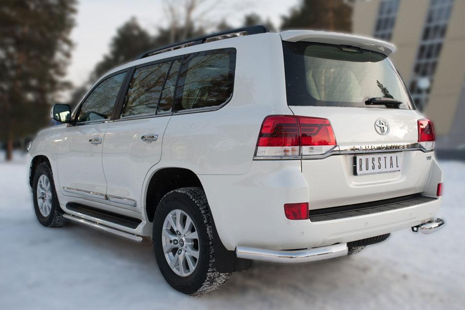 Защита заднего бампера уголки d76 для Toyota Land Cruiser 200 2015, Slitkoff TLCZ-002170