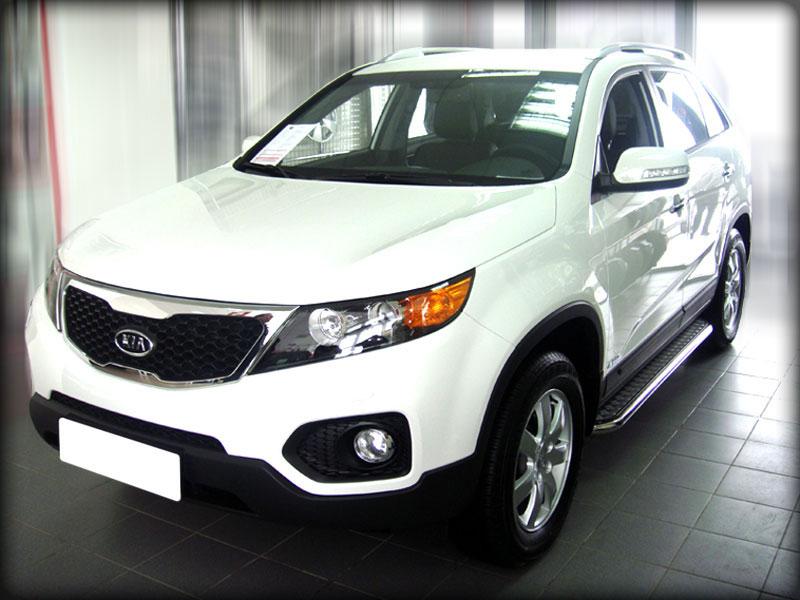 Пороги с листом d-43  для KIA Sorento II 2009, Технотек KST09_1