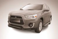 Защита переднего бампера d76+d57 двойная черная Mitsubishi ASX (2012-2016) , Slitkoff, арт. MAS14-002B