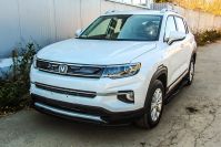 Защита переднего бампера d42+d32 двойная черная Changan CS35Plus (2018-2023) , Slitkoff, арт. CHANCS35P-002B