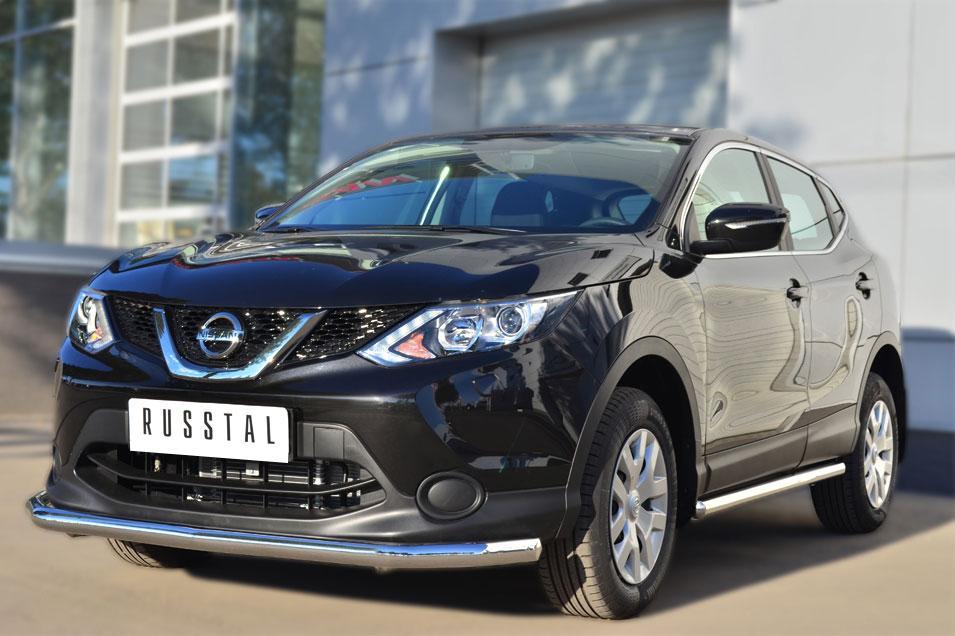 Пороги труба d57 вариант 3 для Nissan Qashqai 14-/15- SPB, Slitkoff NQQT-001790