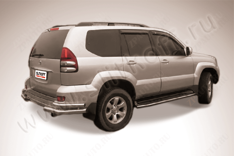 Уголки d76+d42 двойные Toyota Land Cruiser Prado J120 (2002-2009) Black Edition, Slitkoff, арт. TLCP005BE