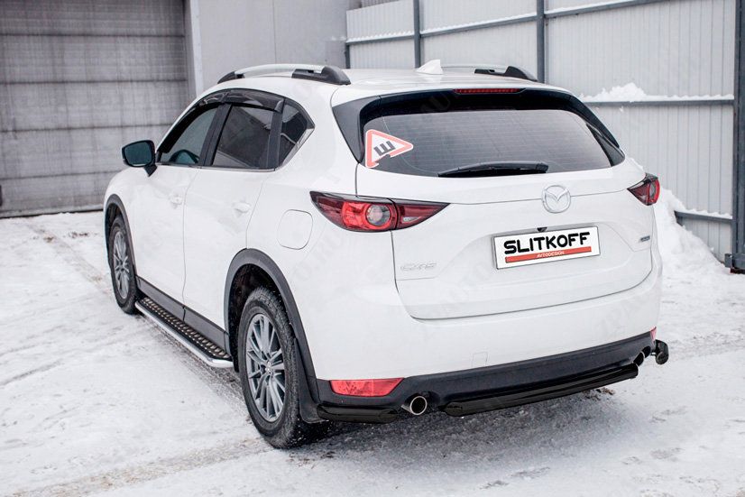 Защита заднего бампера d57 черная Mazda CX-5 (2017-2023) , Slitkoff, арт. MZCX175-05B