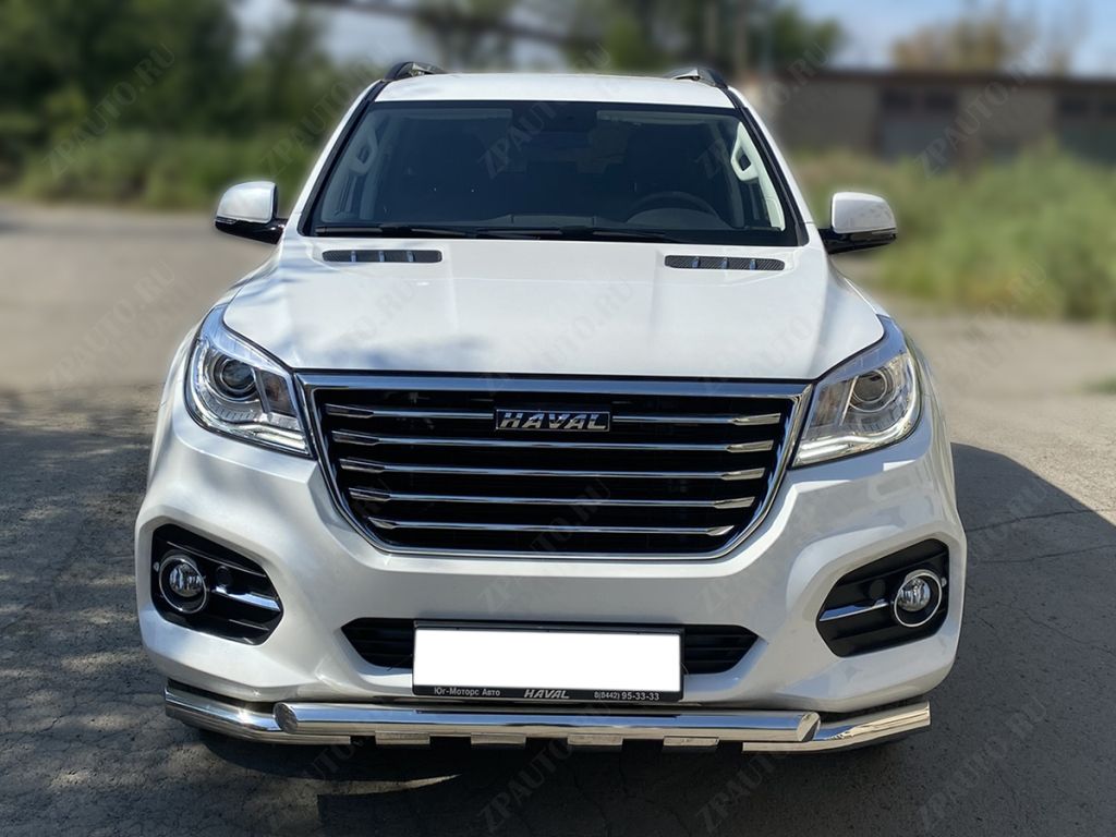 Защита переднего бампера d-60 с доп.накладками для автомобиля HAVAL H9 2017 - по наст.время арт. HVH9_1.2, 
Технотек