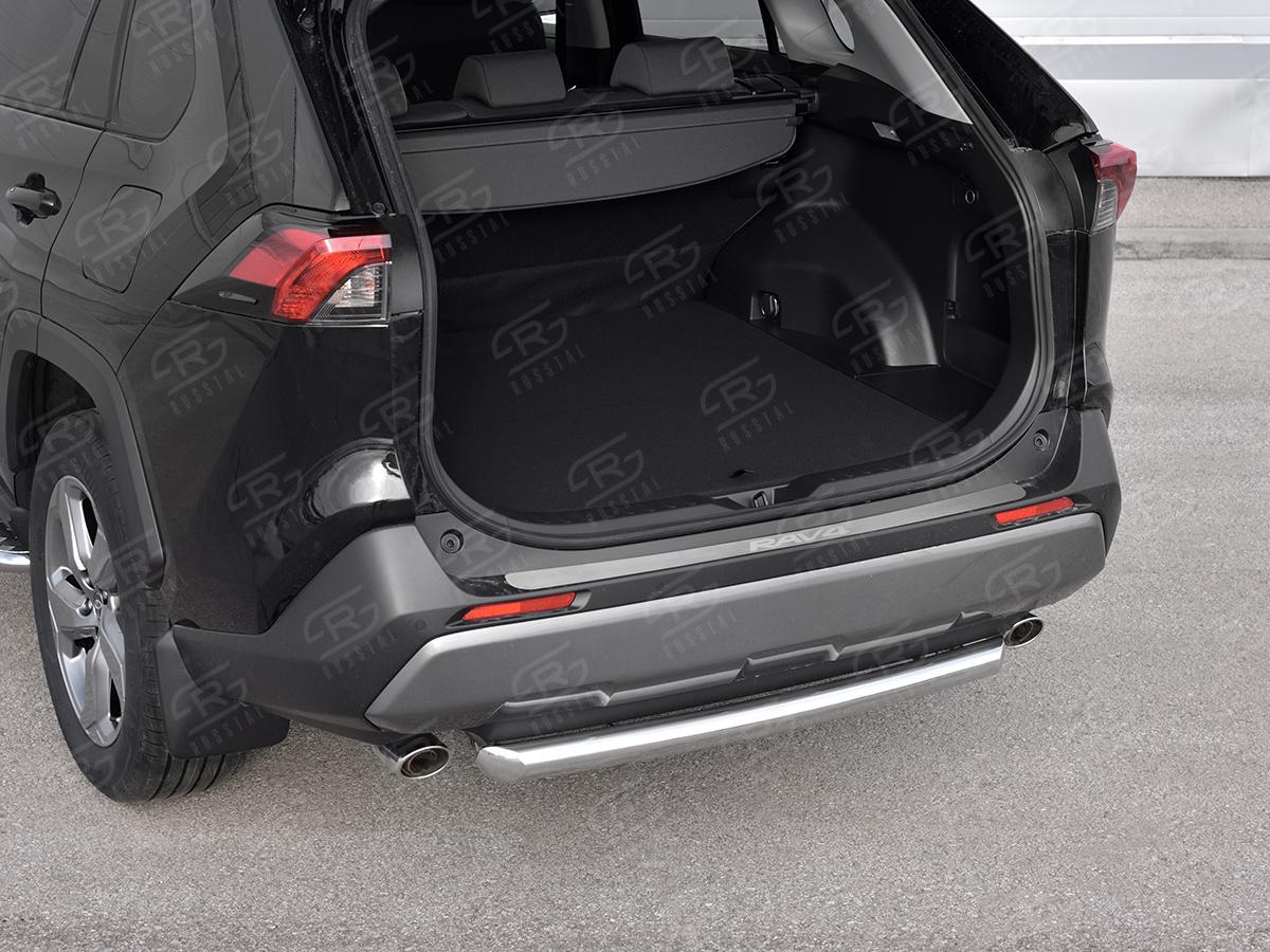 TOYOTA RAV4 2019- Накладка на задний бампер RUSSTAL (нерж., шлиф.,надпись) TR4N-003372, Slitkoff