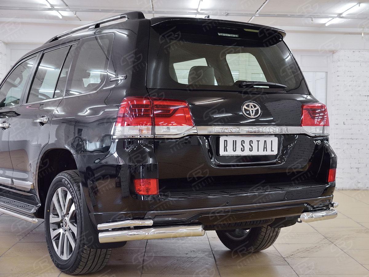 Защита заднего бампера уголки d76/42 Toyota LC 200 Executive 2016, Slitkoff TLCZ-002567