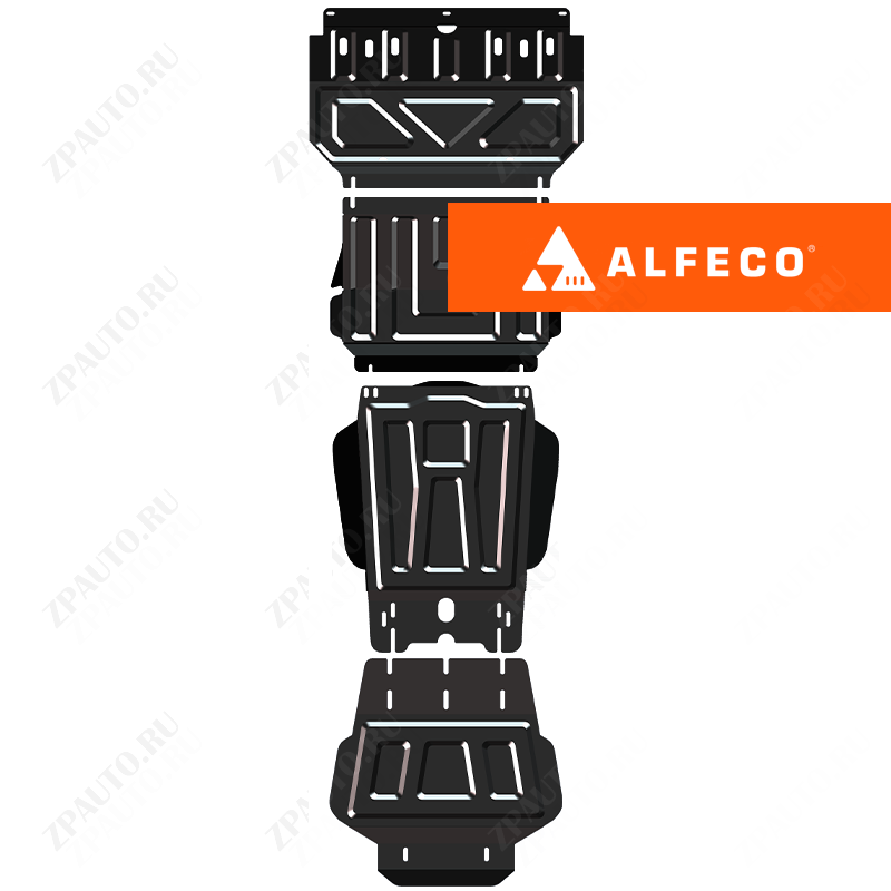Защита  радиатора, редуктора переднего моста, КПП и рк (4 части) Mitsubishi L200 2006-2015 V-all , ALFeco, сталь 1.5мм, арт. ALF1408-09st