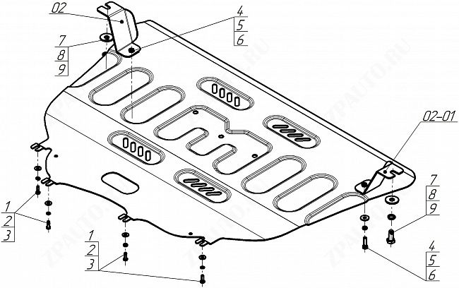 Защита стальная Мотодор (Двигатель, Коробка переключения передач), 2 мм,  Gac GS4  2024- арт. 77806