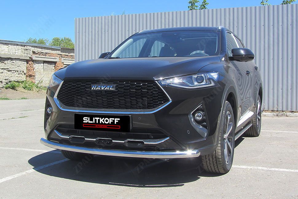 Защита переднего бампера d57 Haval F7 F7x (2019-2023) , Slitkoff, арт. HavF7003