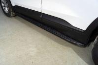 Пороги алюминиевые с пластиковой накладкой (карбон черные) 1820 мм для автомобиля Hyundai Santa Fe 2021- TCC Тюнинг арт. HYUNSF21-25BL