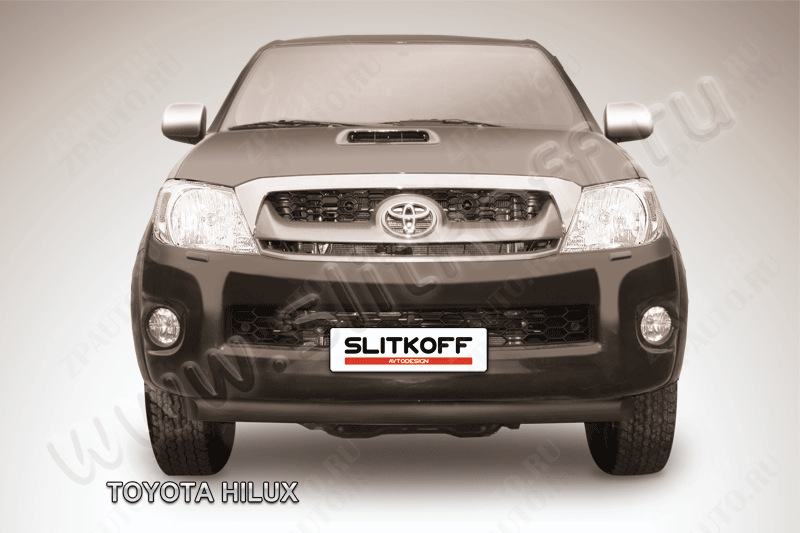 Защита переднего бампера d57 радиусная черная Toyota Hilux (2004-2011) , Slitkoff, арт. THL008B
