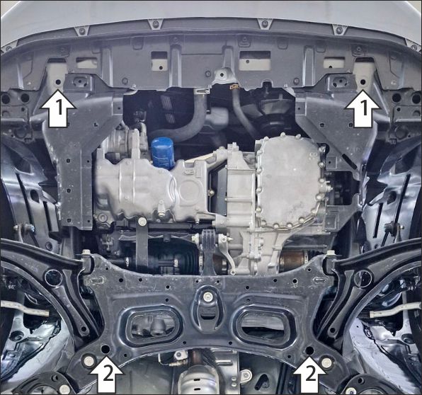 Защита стальная Мотодор (Двигатель, Коробка переключения передач), 2 мм,  Honda Fit  2022- арт. 70814