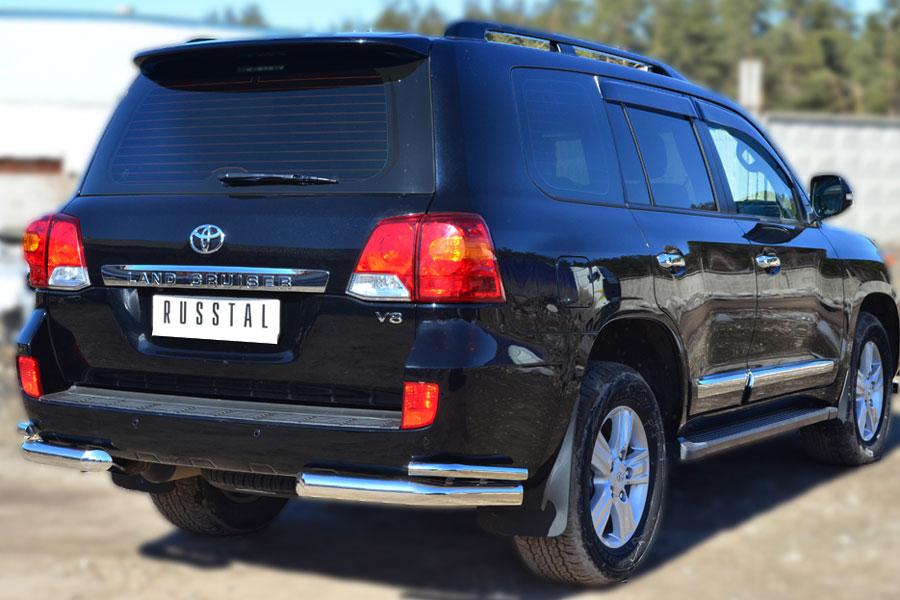 Защита заднего бампера уголки d76/42 для Toyota Land Cruiser 200 2012, Slitkoff TLCZ-001647
