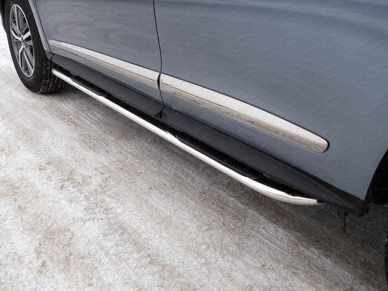 Пороги овальные гнутые с накладкой 75х42 мм (укороченные) для автомобиля Infiniti QX 60 2016-, TCC Тюнинг INFQX6016-40