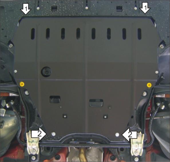 Защита стальная Мотодор (Двигатель, Коробка переключения передач), 2 мм, Сталь для Citroen C4 Grand Picasso 2006-2010 арт. 00413