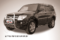 Кенгурятник d57 высокий с защитой картера Mitsubishi Pajero IV (2006-2023) Black Edition, Slitkoff, арт. MPJ005BE