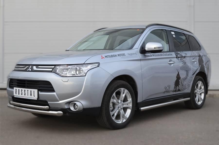 Пороги труба d57 вариант 2 для Mitsubishi Outlander 2012, Slitkoff MRT-0010532
