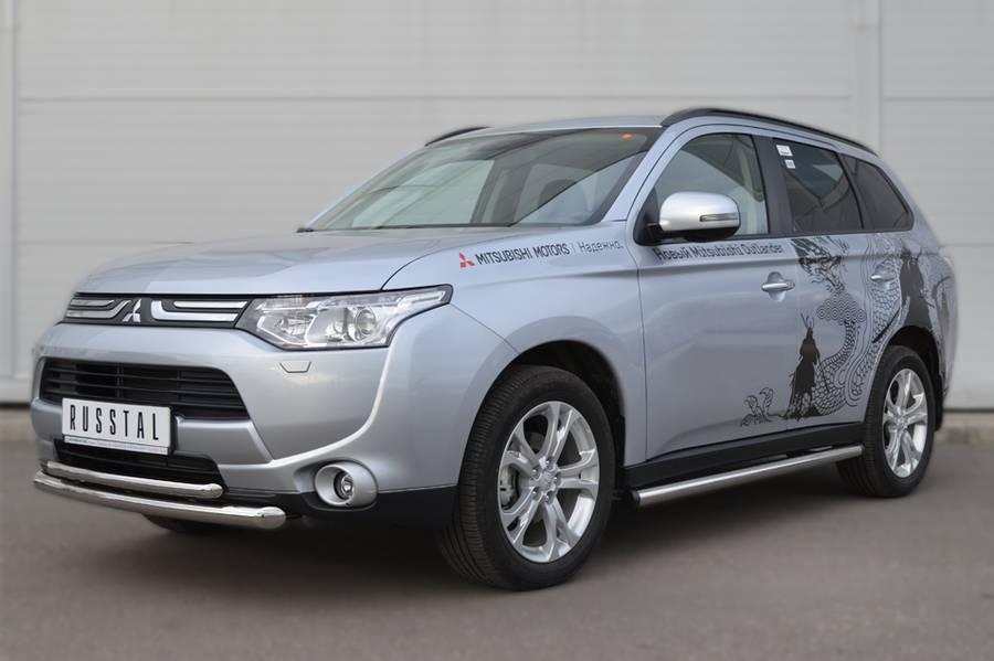 Пороги труба d63 вариант 2 для Mitsubishi Outlander 2012, Руссталь MRT-0010532