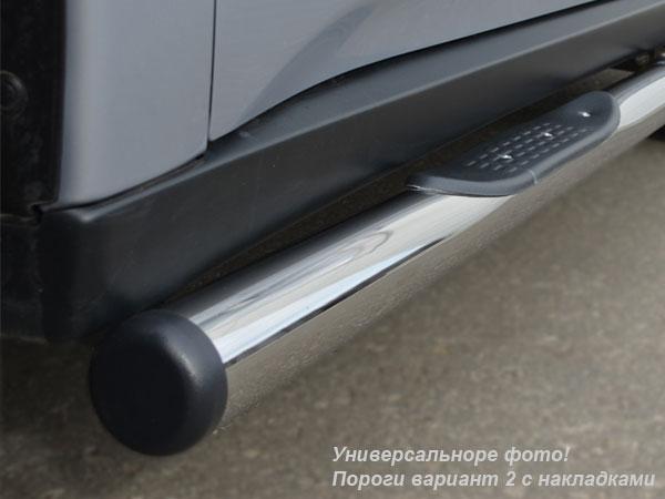 Пороги труба d76 с накладками вариант 2 для Hyundai Santa Fe 2009, Slitkoff NST-0007652