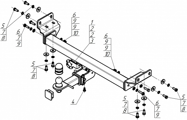 Фаркоп Omoda C7 2025-, тип шара E, MOTODOR, арт. 99027-E