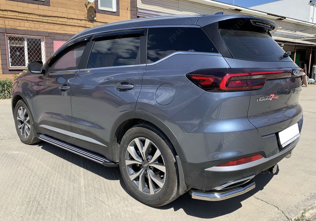Защита заднего бампера угловая для автомобиля Chery Tiggo 7 Pro 2021 арт. CTGP.7.21.17