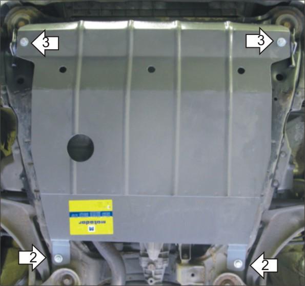 Защита стальная Мотодор (Двигатель, Коробка переключения передач), 2 мм, Сталь для Mitsubishi Grandis 2003-2011 арт. 01316
