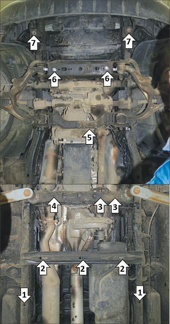 Защита алюминиевая Мотодор (Двигатель, Передний дифференциал, Коробка переключения передач, Радиатор, Раздаточная коробка, Бак AdBlue), 5 мм, алюминий для Dodge Ram 1500 2015-2018 арт. 32907