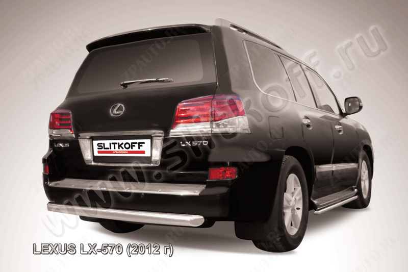 Защита заднего бампера d76 радиусная Lexus LX-570 (2012-2015) , Slitkoff, арт. LLX570-12-010