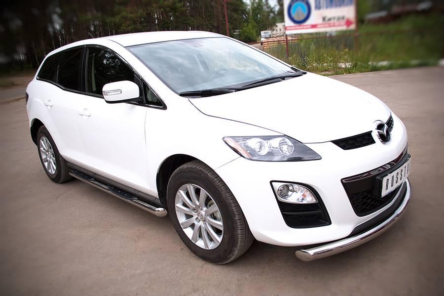 Пороги труба d76 с накладками вариант 1 для Mazda CX-7 2010, Slitkoff MC7T-0006441