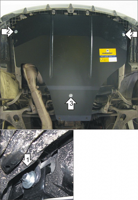 Защита стальная Мотодор (Двигатель), 2 мм,  Subaru Outback   2003-2009 арт. 72204