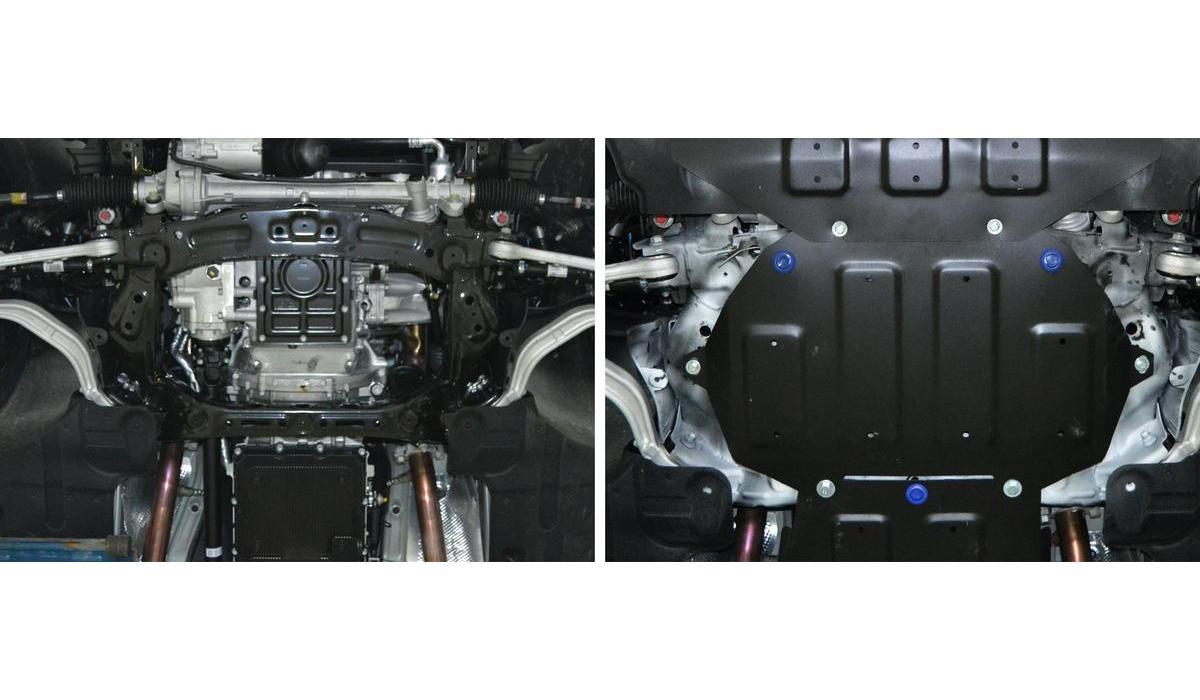Защита картера Rival (часть 2) для Genesis G80 4WD 2017-2020, сталь 1.8 мм, с крепежом, штампованная, 111.2354.1