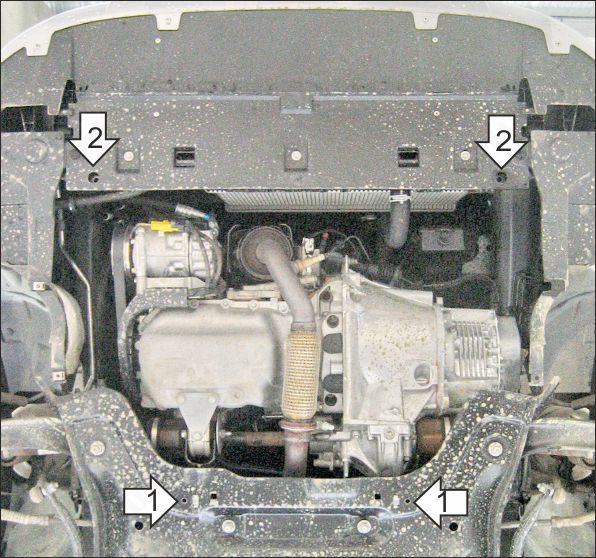 Защита стальная Мотодор (Двигатель; КПП), 2 мм,  Peugeot Partner Tepee  2008-2022 арт. 71606