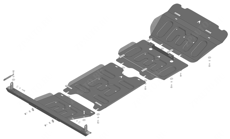 Защита АвтоСтандарт (Радиатор, Двигатель, Коробка переключения передач, Раздаточная коробка), 1,5 мм,  для Changan Hunter Plus  2023- арт. 57209