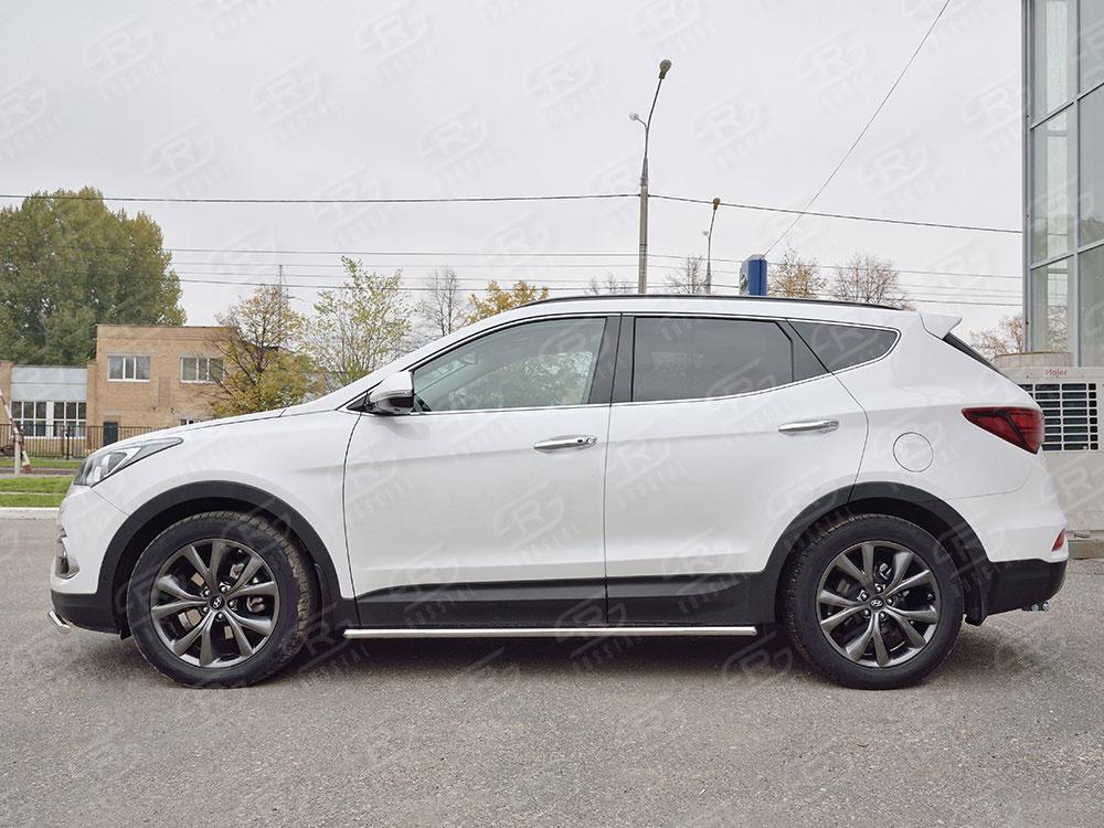 Пороги труба d42 вариант 3 для Hyundai Santa Fe 2015, Slitkoff HSFPT-002450