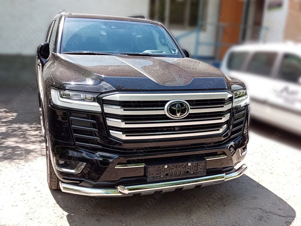 Защита переднего бампера d-76 с доп.накладками для автомобиля Toyota Land Cruiser 300 2021-наст.вр. арт. LCN300_1.3, Технотек
