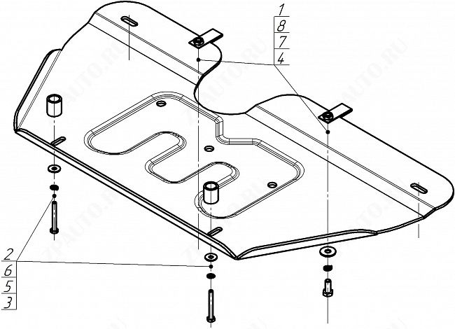 Защита алюминиевая Мотодор (Электроусилитель руля), 4 мм,  для Gac M8  2023- арт. 347802