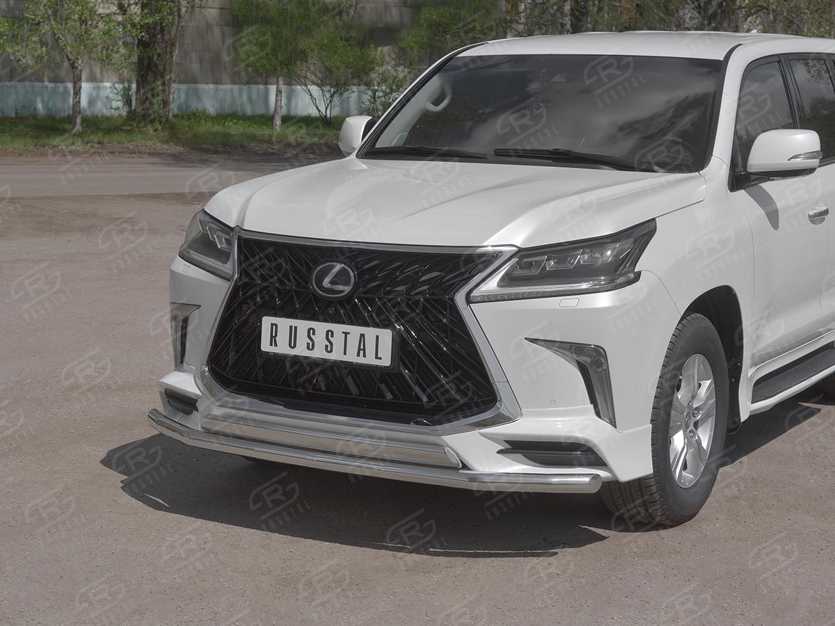 Защита переднего бампера d57 секция 75х42 дуга для автомобиля LEXUS LX450d-LX570 2015- (В обвесе TRD Superior), Slitkoff LLX4SZ-003233