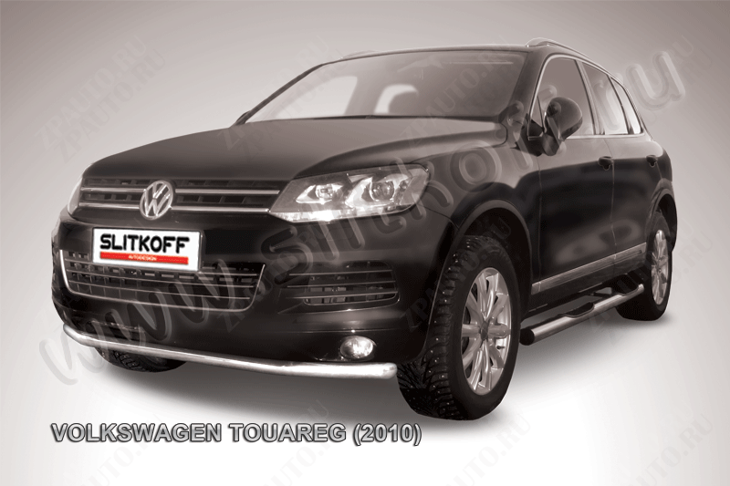 Защита переднего бампера d57 Volkswagen Touareg (2010-2014) Black Edition, Slitkoff, арт. VWTR-005BE