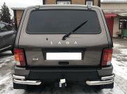 Защита заднего бампера угловая двойная для автомобиля Niva 2121 2014г. УРБАН арт. CVNV.21.14.19