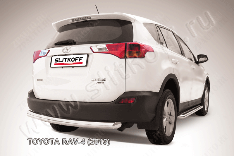 Защита заднего бампера d76 радиусная Toyota Rav-4 (2012-2015) Black Edition, Slitkoff, арт. TR413-013BE