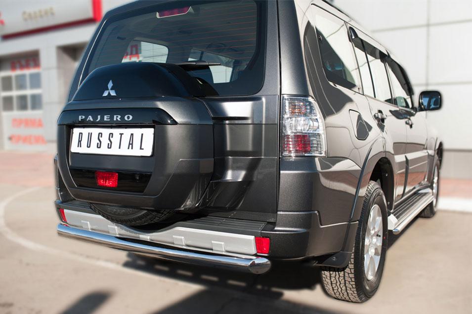 Защита заднего бампера d76 для Mitsubishi Pajero 4 2014, Slitkoff MPZ-002048
