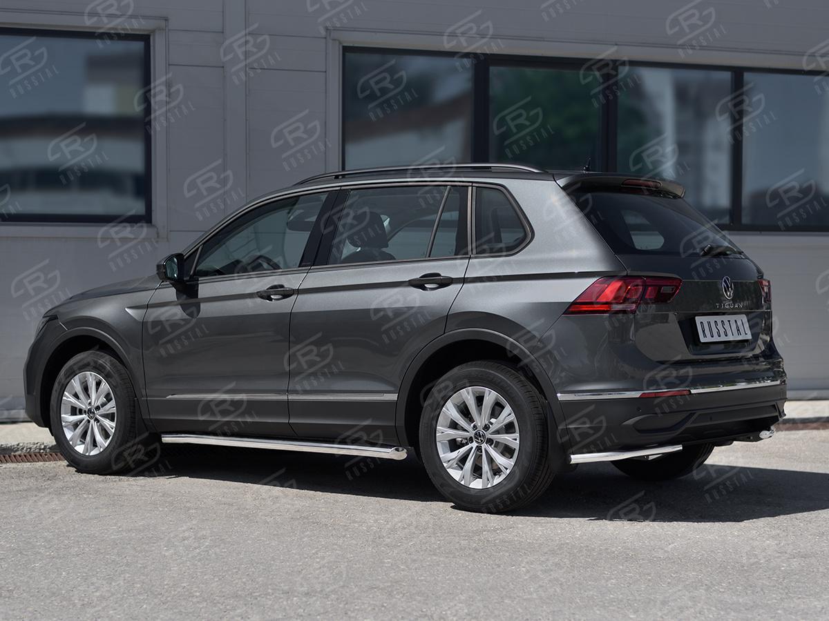 VOLKSWAGEN TIGUAN 2020- (кроме R-LINE) Защита заднего бампера уголки d42 секции VGZ-003583